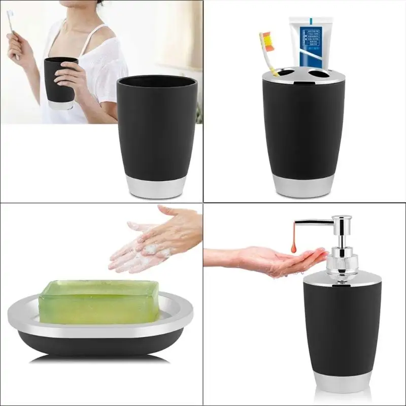 E8BD 4 Piece Bathroom Essential Set Plastic Organizers Space Efficient Easy Maintenance Washing Cup Toothbrush Holder