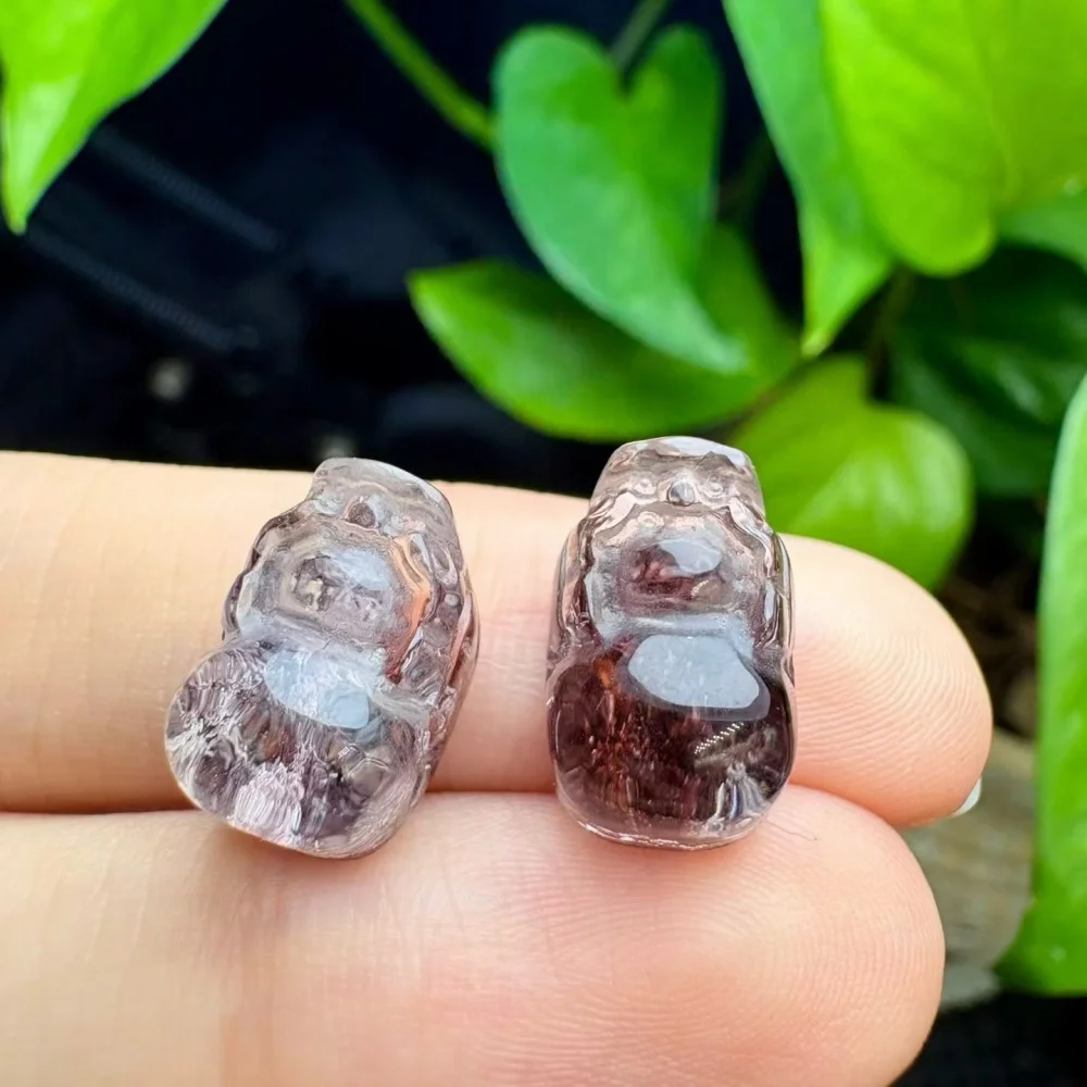 5個入り-10mm-天然グリーンガーデンクォーツ-總子彫刻-クリスタル-レイキヒーリング-ジュエリーペンダント-かわいいロックデコレーション-ギフト用