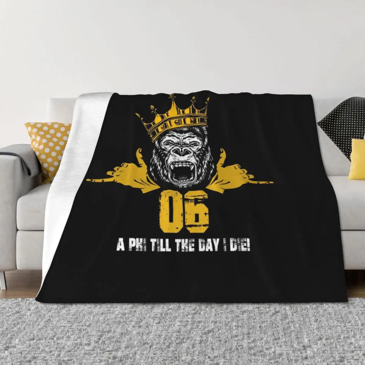 

Mens Alpha 1906 Gorilla Hand Sign Phi Alpha Crown Throw Blanket Blankets For Baby cosplay anime Shaggy Polar Blankets