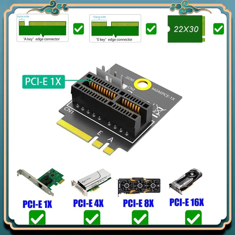 (New)-M.2 NGFF Key A/A+E/E To PCI-E 1X Adapter PCI Express 1X Converter Card With Power Cable Durable Easy Install Easy To Use