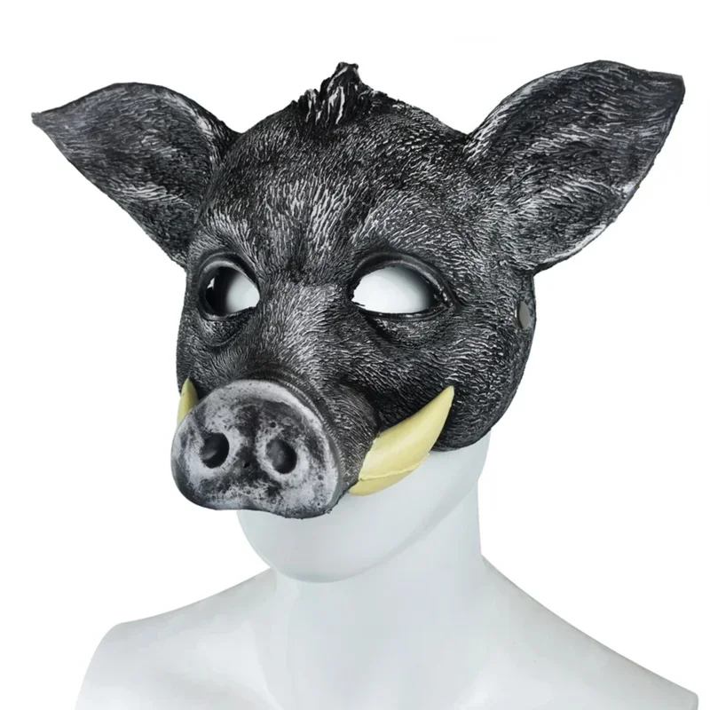 Pu Halloween For Men Women Custome Cosplay Pig Head Props Party Carnival Mask Face Cover Dress Up MN12