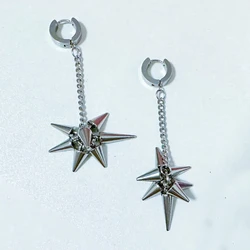 Y2K Stainless Steel Rivet Long Chain Dangly Earrings Retro Grunge Aesthetic Drop Hoop Earrings for Women Egirl