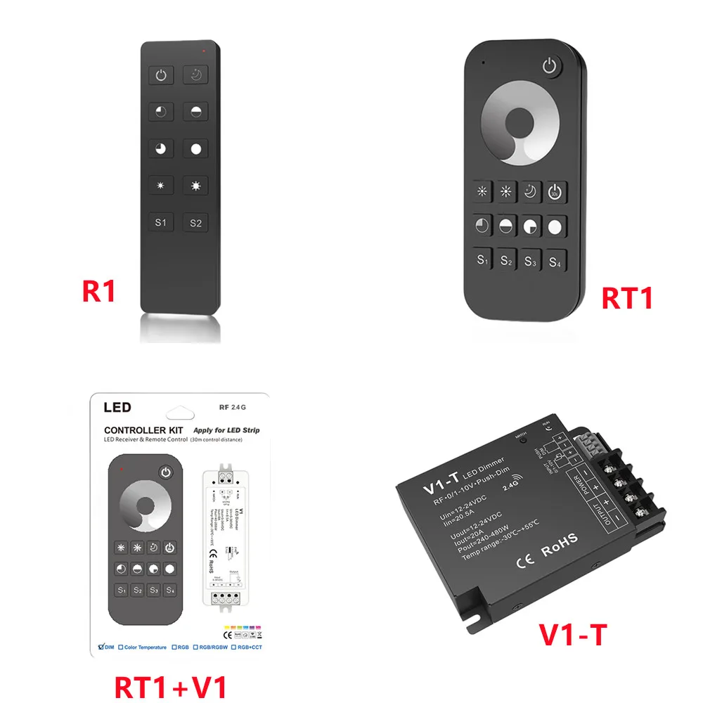 

2,4G RF беспроводной 0-10 В PWM светодиодный диммер контроллер для светодиодной ленты для одноцветной светодиодной ленты или модуля RT1 + V1 4 типа памяти сцены
