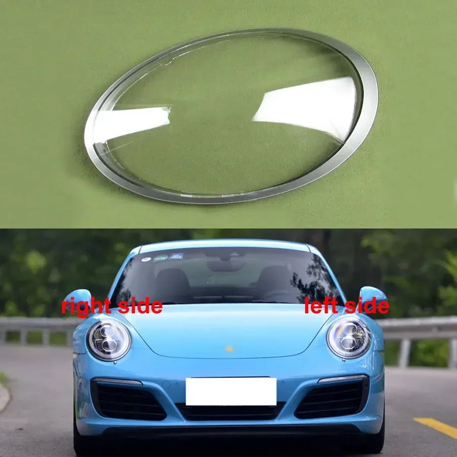 

For Porsche 911 991 2012-2018 Headlamp Cover Lamp Headlight Shell Lens Plexiglass Replace Original Lampshade Silver Grey Edge