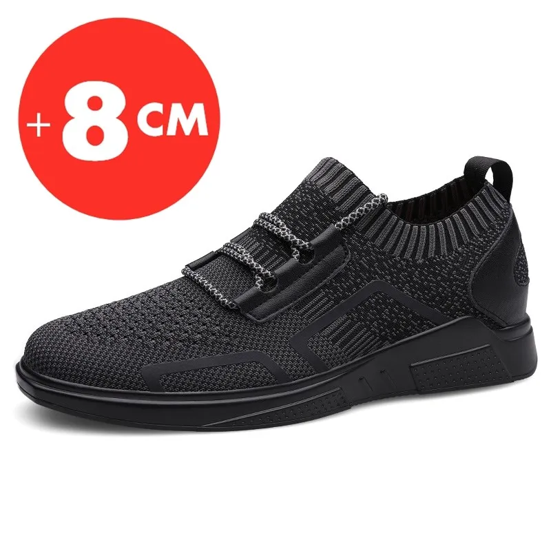 Sneakers Men's Elevator Shoes High-Top Shoes Insole 8CM Mesh High-Top Shoes High-Top Shoes Men's Summer Thick Sole Breathable