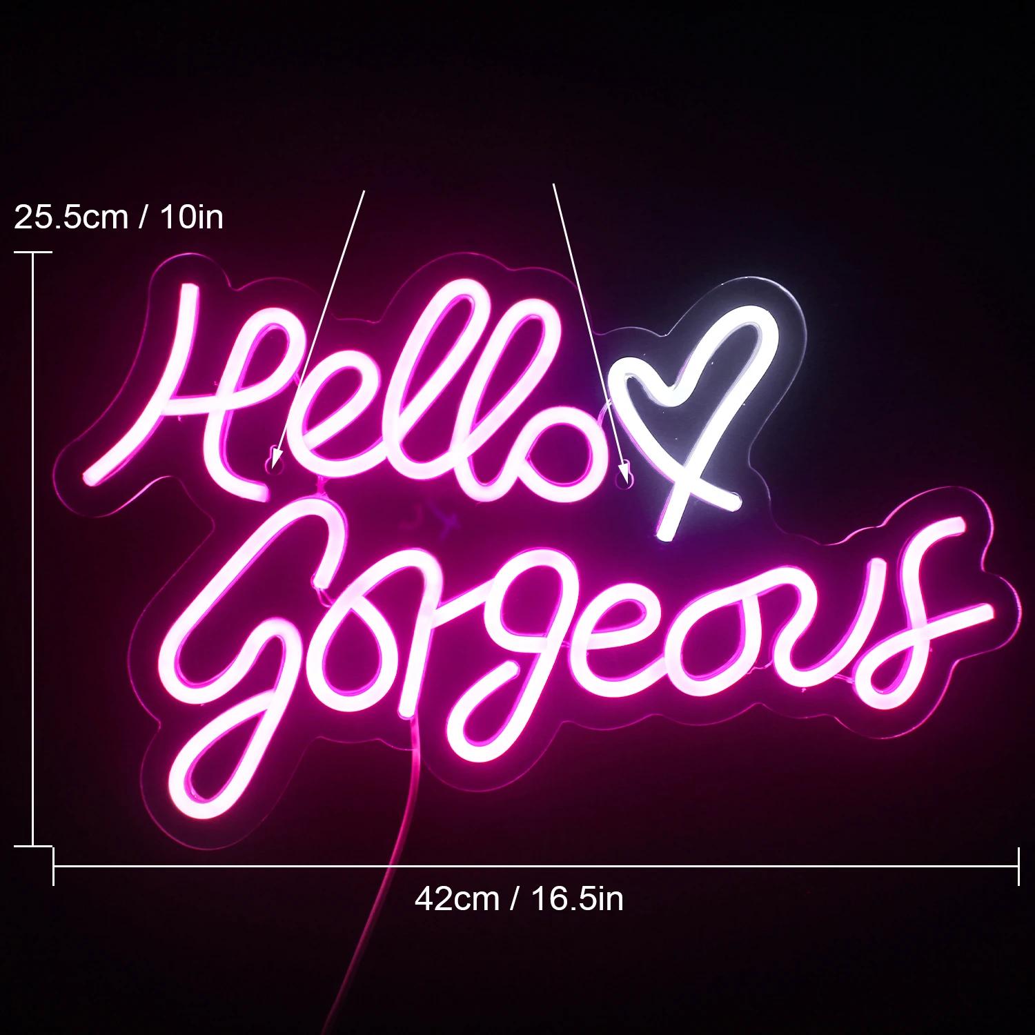 Hello Gorgeous Neon Sign LED Light-Up Sign for Family Wedding Birthday LED Neon Sign Dimmable Switch Engagement Wall Room Decor