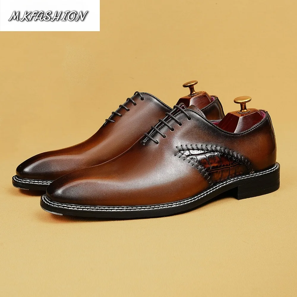 Men's Business Dress Oxford Shoes Square Toe Lace Up Flats Wedding Shoes Footwear Plus Size 37-46