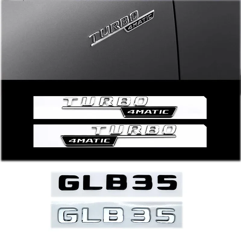 3D ABS Black Logo GLB35 Letters Turbo 4matic Emblem AMG Badge Car Rear Star Sticker For Mercedes Benz GLB35 AMG X247 Accessories