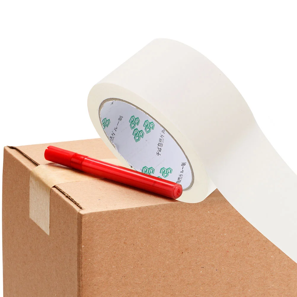 2 Rolls White Duct Tape Packing Heavy Duty Shipping Kraft Paper Sealing Glue Active for Boxes Packaging