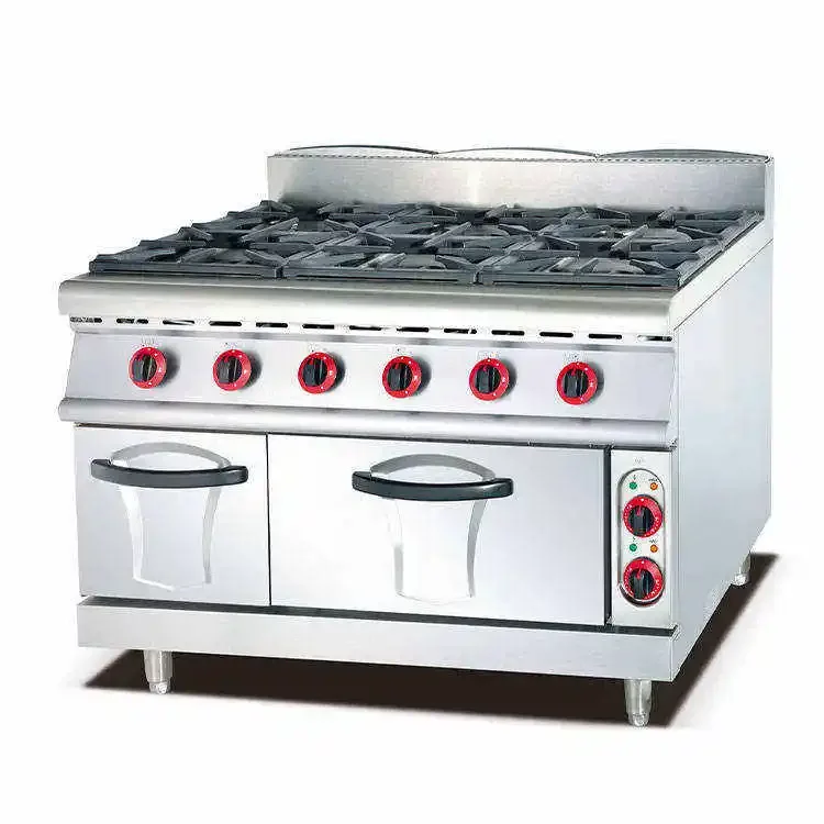 Lyroe 2021 Hot Sale Commercial Freestanding Stainless Steel Multi-burner Gas Cook Range with Electric Oven