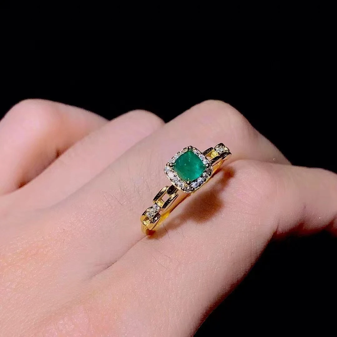 KJJEAXCMY Top-quality Natural Gemstones Emerald Gold Ring Super Green Color Birthday Party Christmas Gift Free Shippping