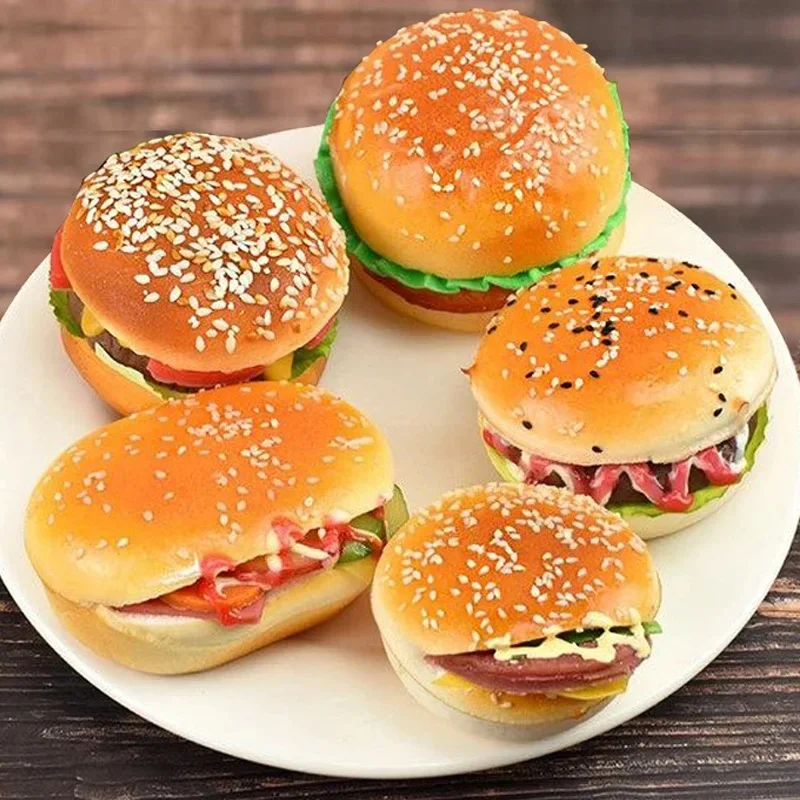 Simulation Food Fake Hamburger Artificial Model Soft Burgers Toys Photography Props Home Kitchen Table Decoration Accessories