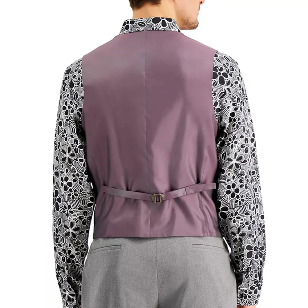 Men's Suit Vest Grey Single Breasted V-neck  Three Button Wide Shoulder Strap Wedding  Formal Dress chalecos para hombre