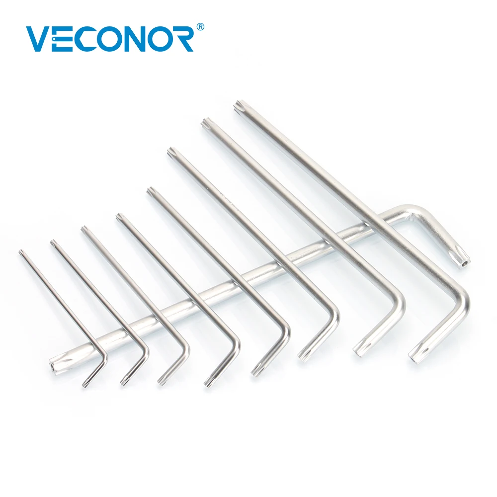 9Pcs Set Durable Metric Long Arm Torx Chrome Vanadium Key Star Wrench Hand Tools Screwdriver T10 T15 T20 T25 T27 T30 T40 T45 T50