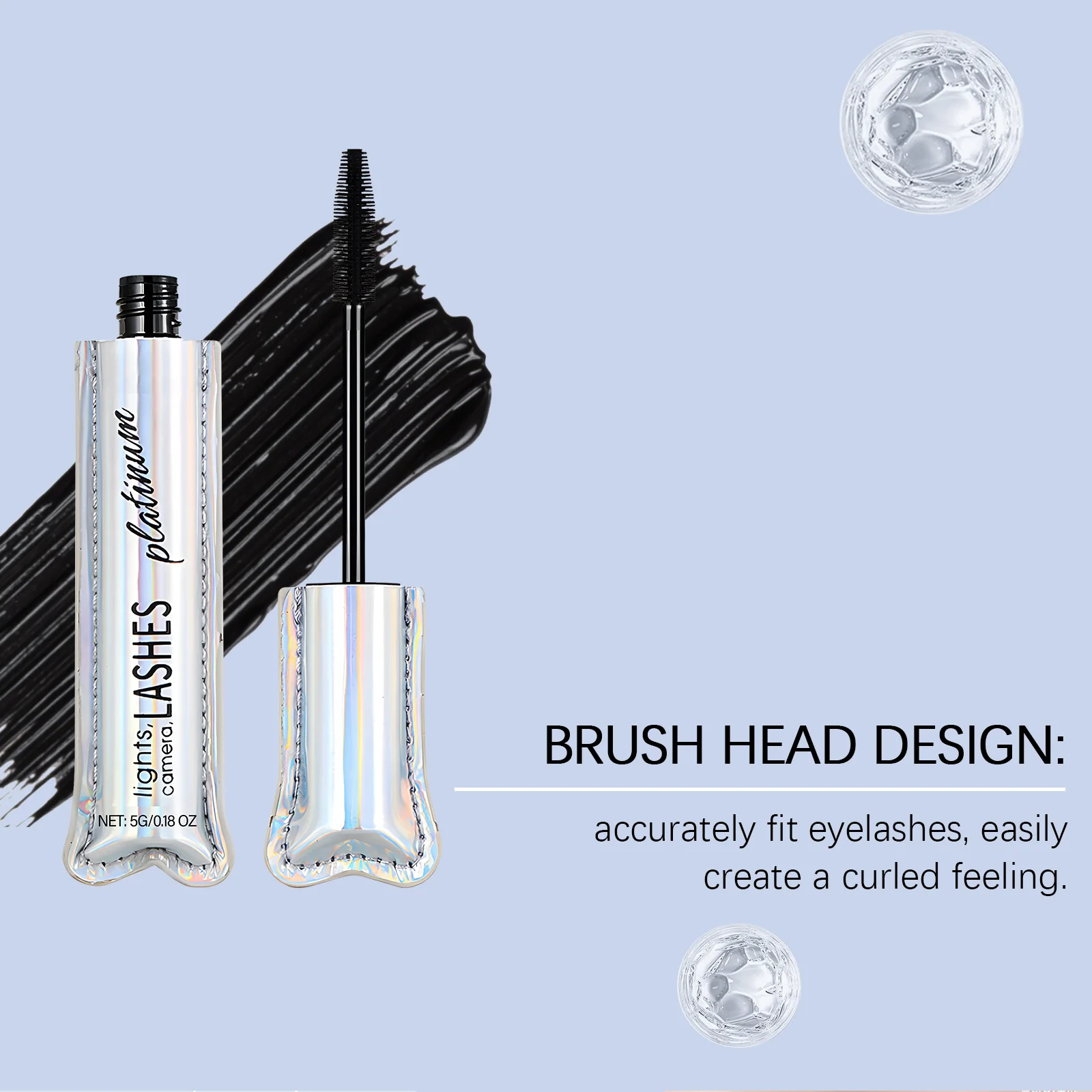 Rímel volumizador preto, alongamento e ondulação, à prova de manchas, fórmula à prova d'água, sem clamas, uso diário para aparência natural, maquiagem para os olhos