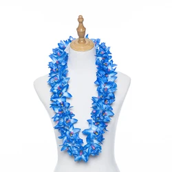 Artificial Silk Orchid Flower Leis Tropical Flower Necklace Blue Purple Hawaiian Wedding Party Exhibition Wedding Wreath