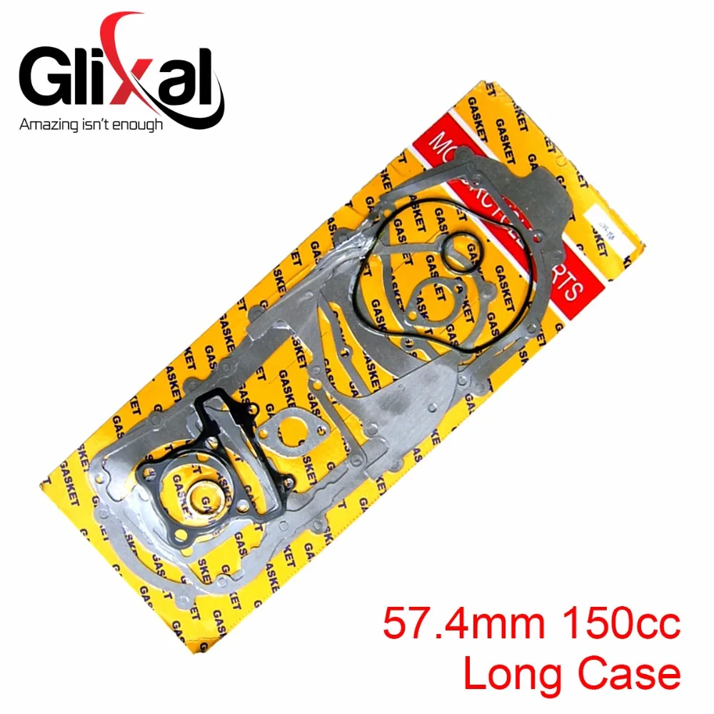 Glixal 150cc 57.4mm GY6 kompletny pełny zestaw uszczelek silnika papieru dla 157QMJ skuter motorower ATV Go-Kart (Long Case)