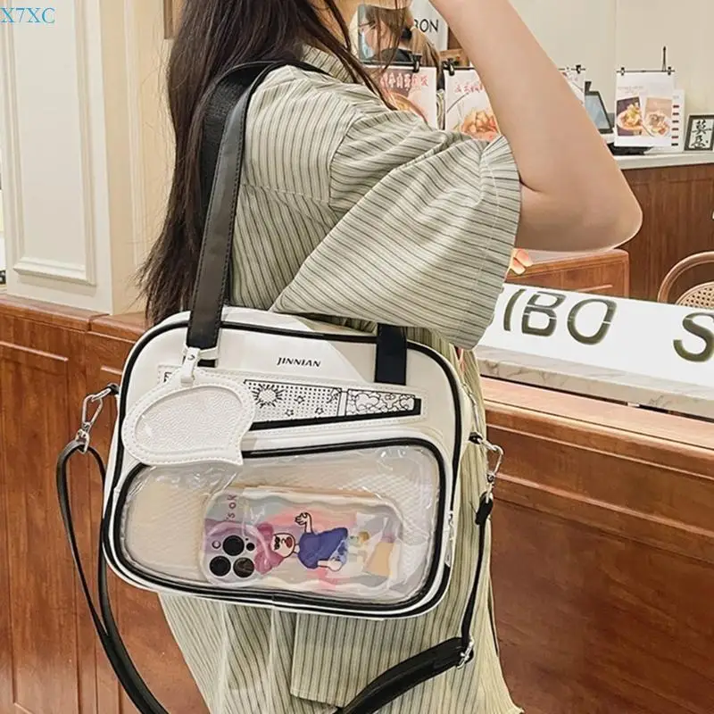 

X7XC School Girl Student Transparent Bag for Women Clear Anime Crossbody Bag
