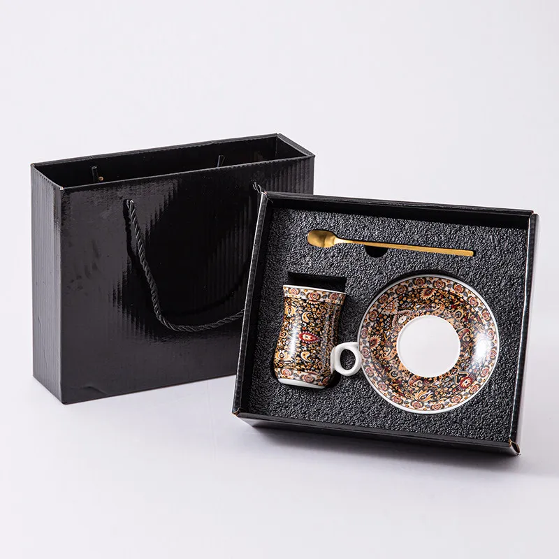Turkish Coffee Cup Fantasy Series High Quality Ceramic Red Tea Cup Exquisite Pattern Gift Box