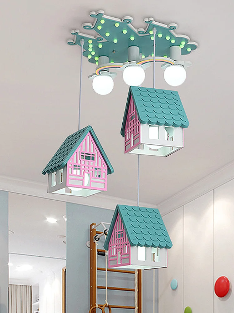 Bedroom Lights Fashion Cartoon Crown Children's Room Lights Warm Restaurant Creative LED Three-head Chandelier