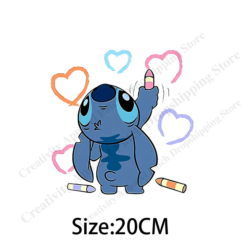 Cartoon Lilo &Stitch Applique Iron-On Transfers for Clothing Stickers Patches on Clothes Thermal Heat Transfer for Kids Clothes