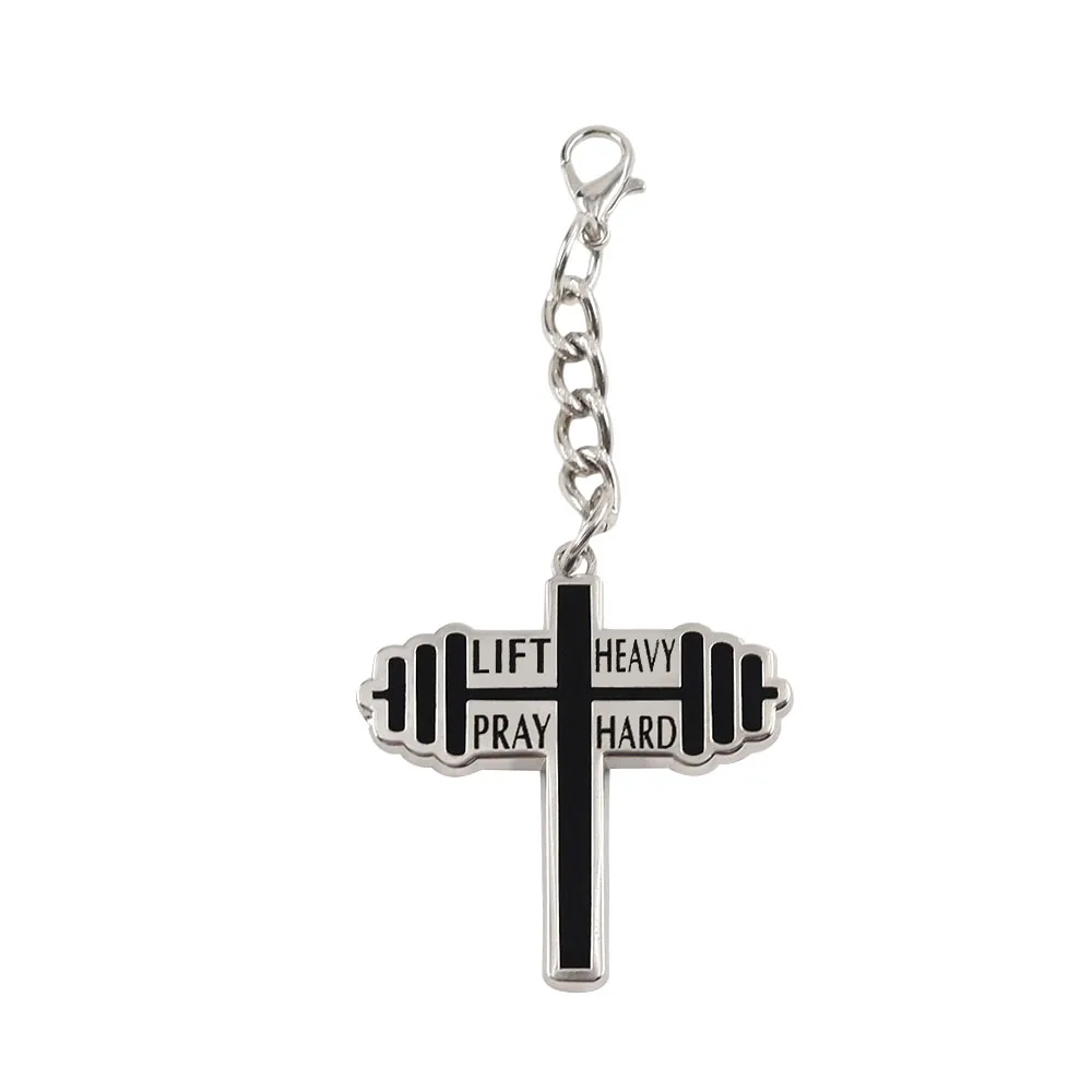 Christlicher Fitness-Kreuz-Hantel-Schlüsselanhänger – Hebe schwer, bete hart – Glaube und Fitness – Motivierender Schlüsselanhänger – Geschenk für Fitness-Enthusiasten – Detail 6