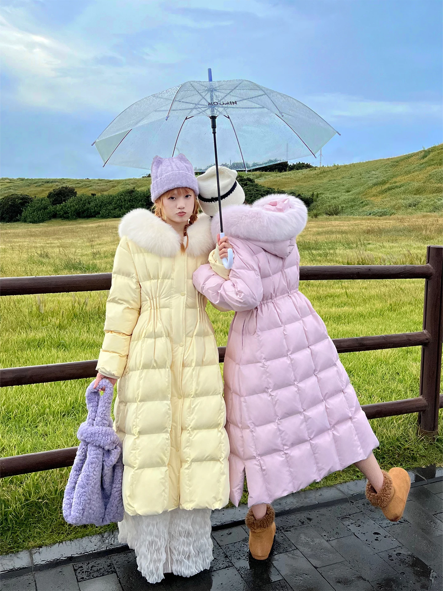 

Ele Long Fur Collar down Jaet Women's Slim Fit Autumn Winter White Du down Coat Sli Commute Sle High Waist