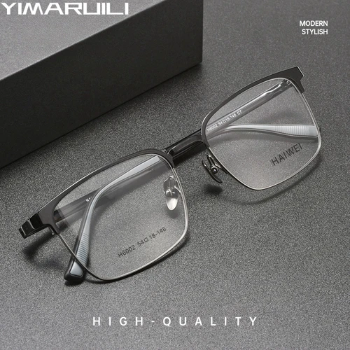 YIMARUILI, gafas graduadas ópticas de negocios a la moda para hombre, montura de gafas ultraligera de aleación Flexible de alta calidad H6002Z