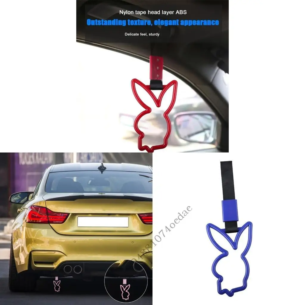 Practical ABS Car Hook With Rabbit Decors Racing Tow Strap Suitable For Both Interior And Exterior Applications 