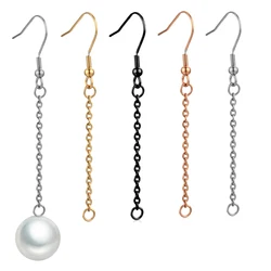 10pcs Stainless Steel Earring Hooks Wires Extension Chain Connector For DIY Hypoallergenic Dangle Ear Jewelry Material Findings