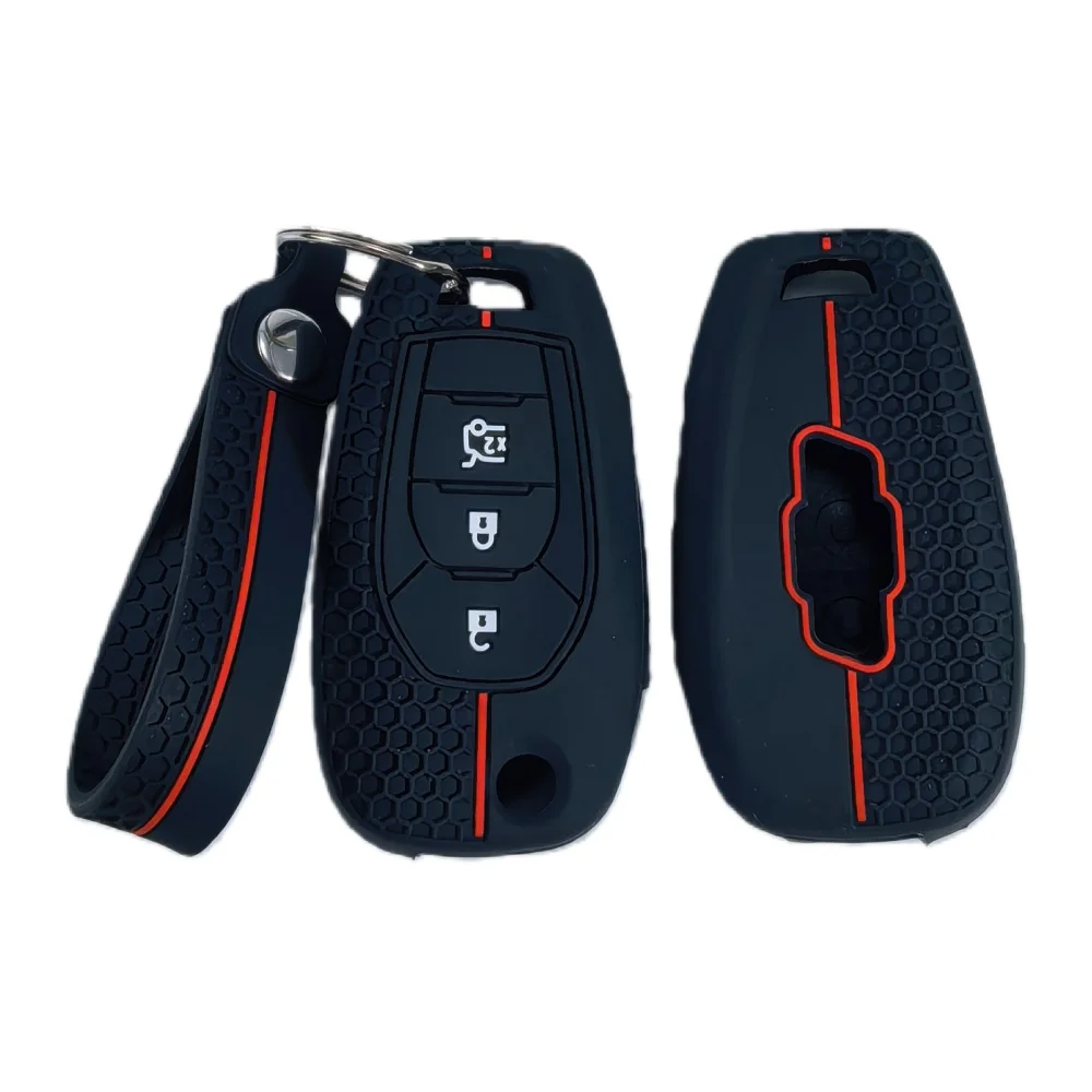 Funda de silicona para llave de coche con control remoto para Chevrolet Cruze, Trax, LS, Spark, Sonic, Aveo, Tracker, Onix, RS, Trailblazer, accesorios para llavero