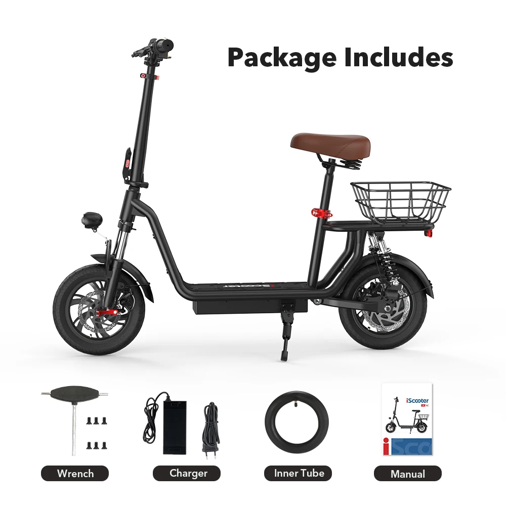 iScooter i12 Elektrische Scooter 12 inch Scooter 500W eScooter 36V7.5Ah Handige Comfortabele Stedelijke Vervoermogelijkheid Mobiliteits Scooter