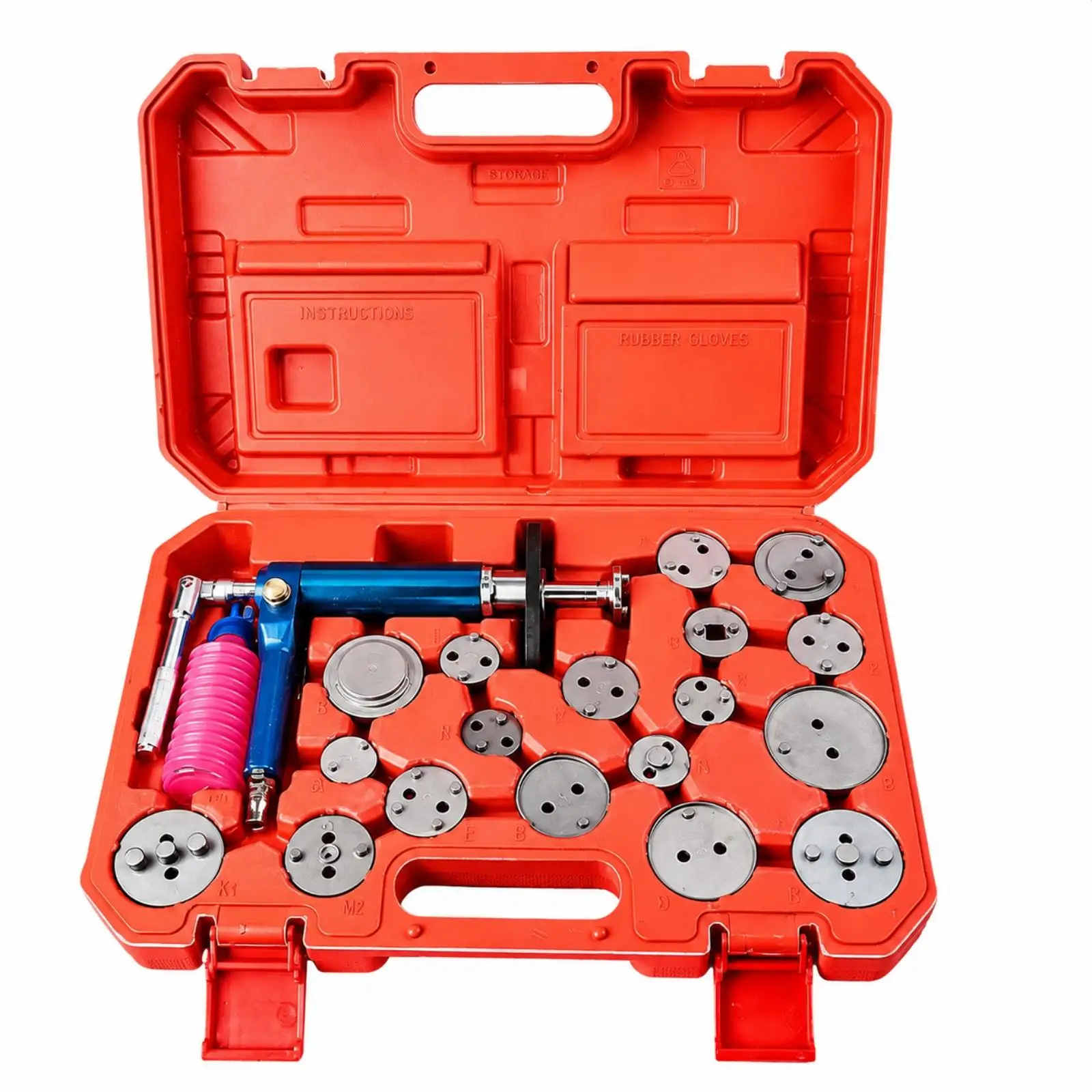 Alloy Brake Piston Adjustment Tool with Pneumatic Cylinder and Molded Case for Efficient Brake Repair Tasks