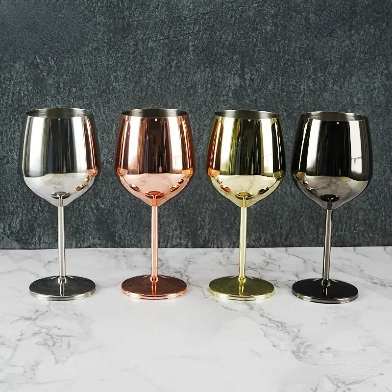 

500ml Stainless Steel Wine Glass Single-layer Drinkware Goblet Kitchen Tool Goblets Barware Bar Cooking Copper Plating