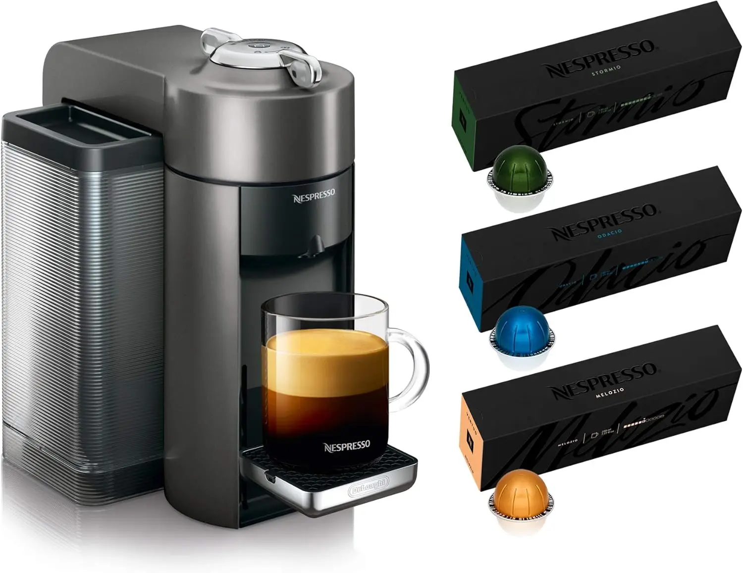 

ENV135GY Coffee and Espresso Machine by De'Longhi, Graphite Metal Nespresso Vertuoline Coffee, Assortment, 30 Capsules