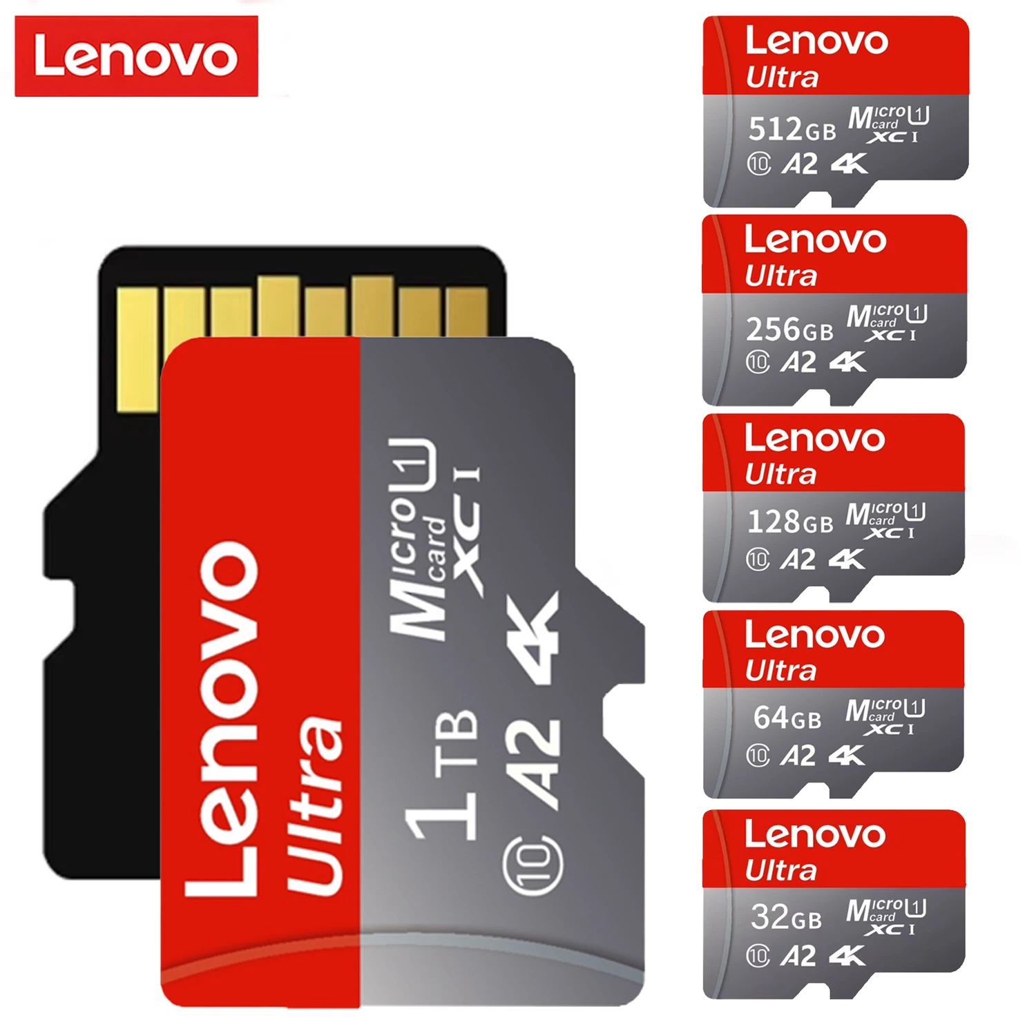 Lenovo High-Speed SD Card 512GB 128GB 256GB Class 10 Fast Transfer Memory Card Micro SD Card for Phone/Digital Camera/MP3 Player