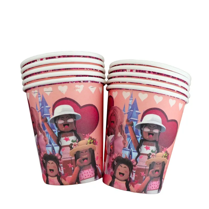 6 stücke Heißer ROBLOX Spiel Thema Mädchen Geburtstag Party Rosa Popcorn Box Tischdecke Candy Box Party Liefert Geschenke