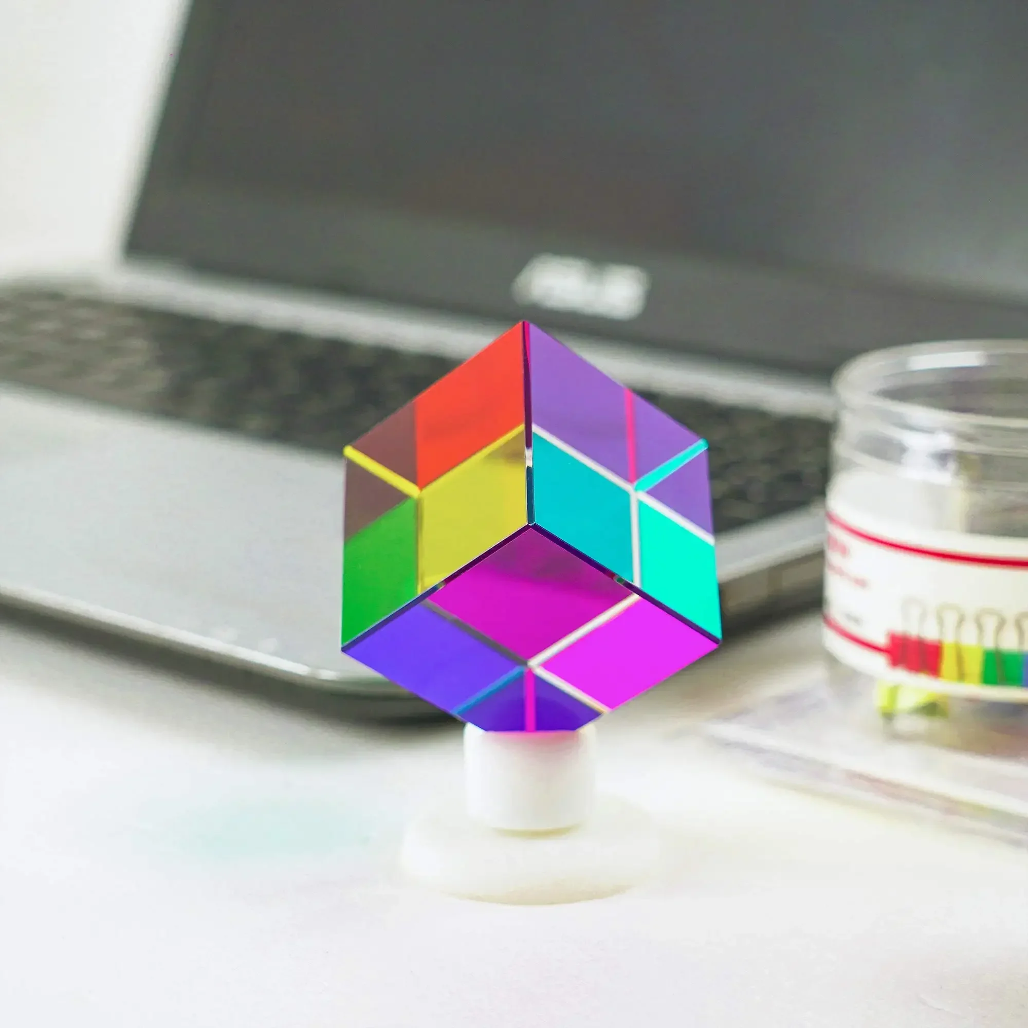 1pcs Magic Prism Cube 30 40 50 60 mm Hexahedral Crystal Magic Cmy Cube 3D Color Cube Prism For Photography image 3