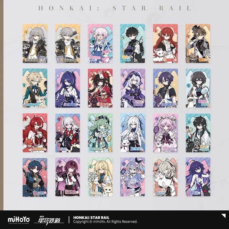 [Genuine] miHoYo Game Honkai Star Rail  Littlest Cat Series Laser Collectible Ticket Argenti DanHeng JingYua Anime Cosplay Gifts