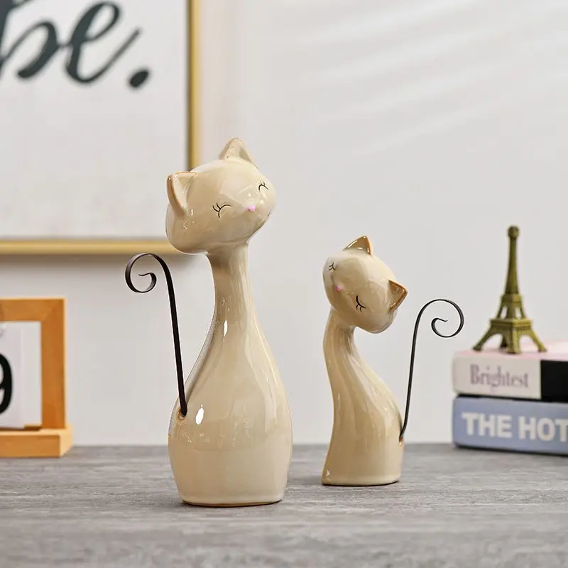 

Luxury Abstract Cat Ceramic Sculpture - Modern Art Home Decor for Living Room Entryway Bar TV Stand, Premium Accent Piece