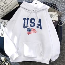 Usa Fladderende Nationale Vlag Ontwerp Hoodie Vrouwen Creatieve Losse Hoody Ronde Hals Casual Streetwear Comfortabele Dames Sweatshirts