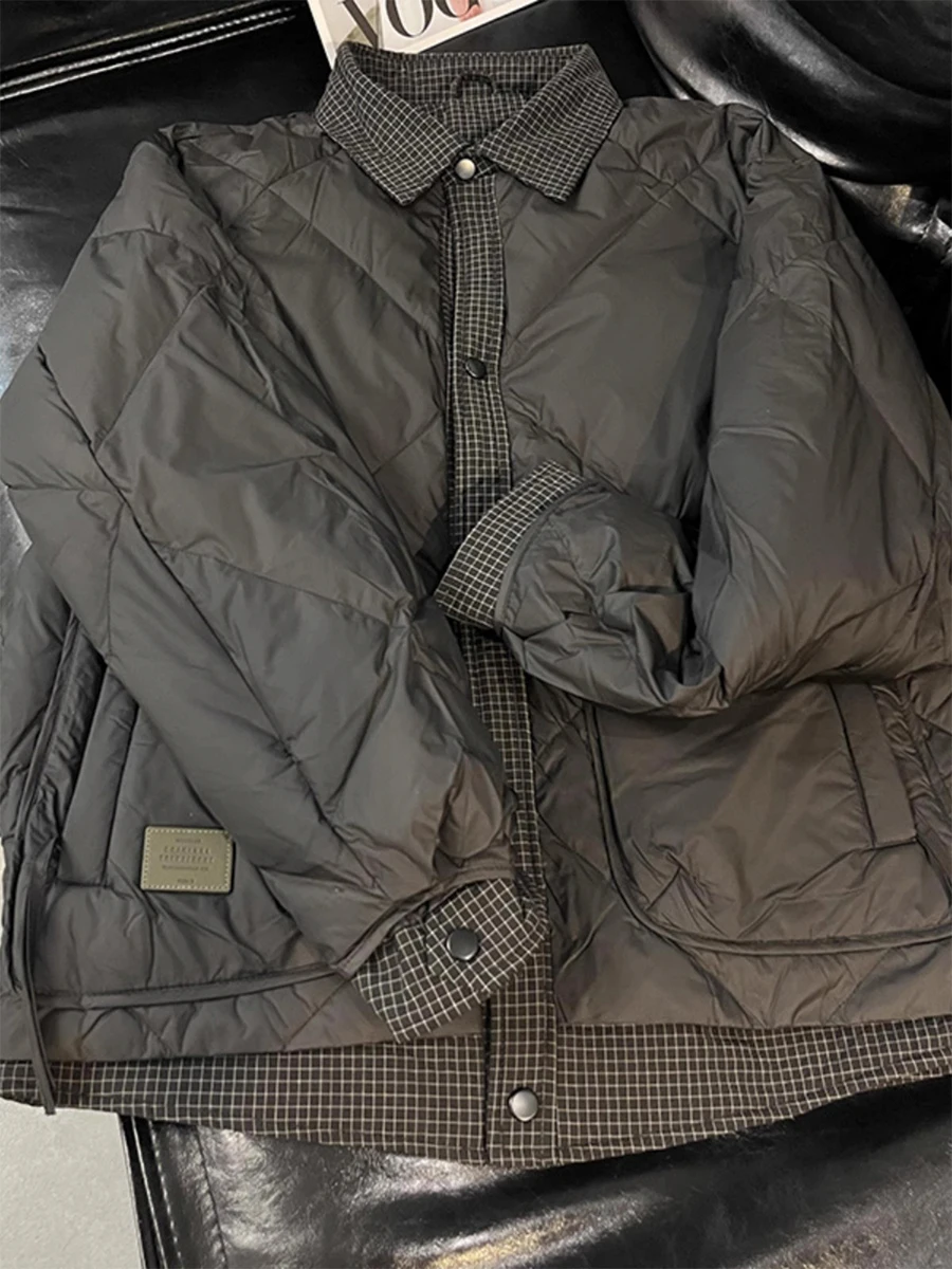 

Lightweight Quilted Jaet for Men in Bla with Diamond Pattern Warm irt Sle Cotton Clothes Winter Outerwear for Boys