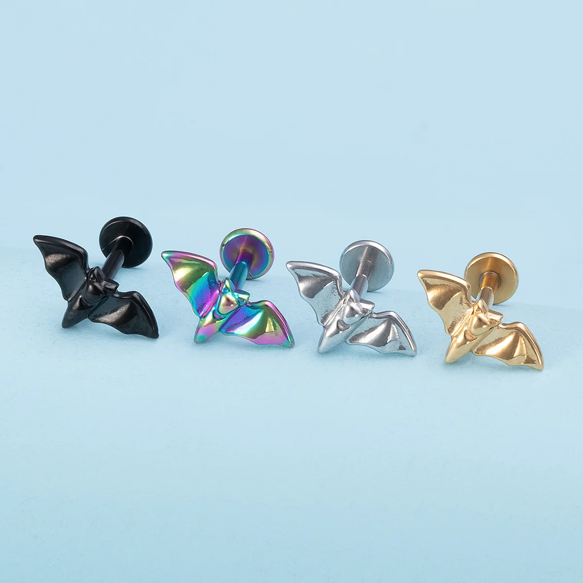 Halloween Bat Labret Monroe Piercing Lip Ring, 16G