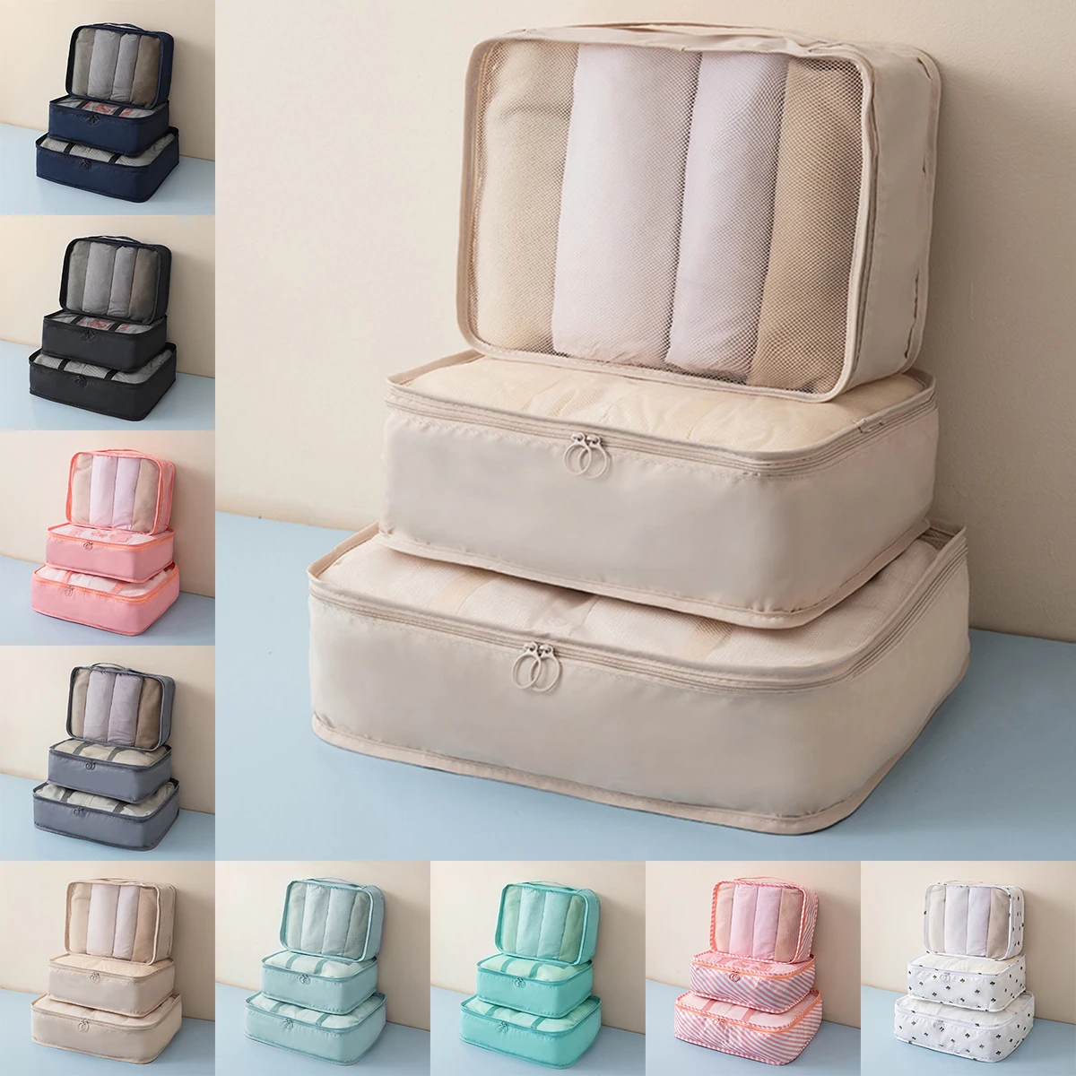 3 قطع حقيبة تخزين ملابس متعددة الوظائف، مقاسات ومواصفات متعددة، مجموعة حقائب سفر للتخزين، سهلة السفر.-zmt