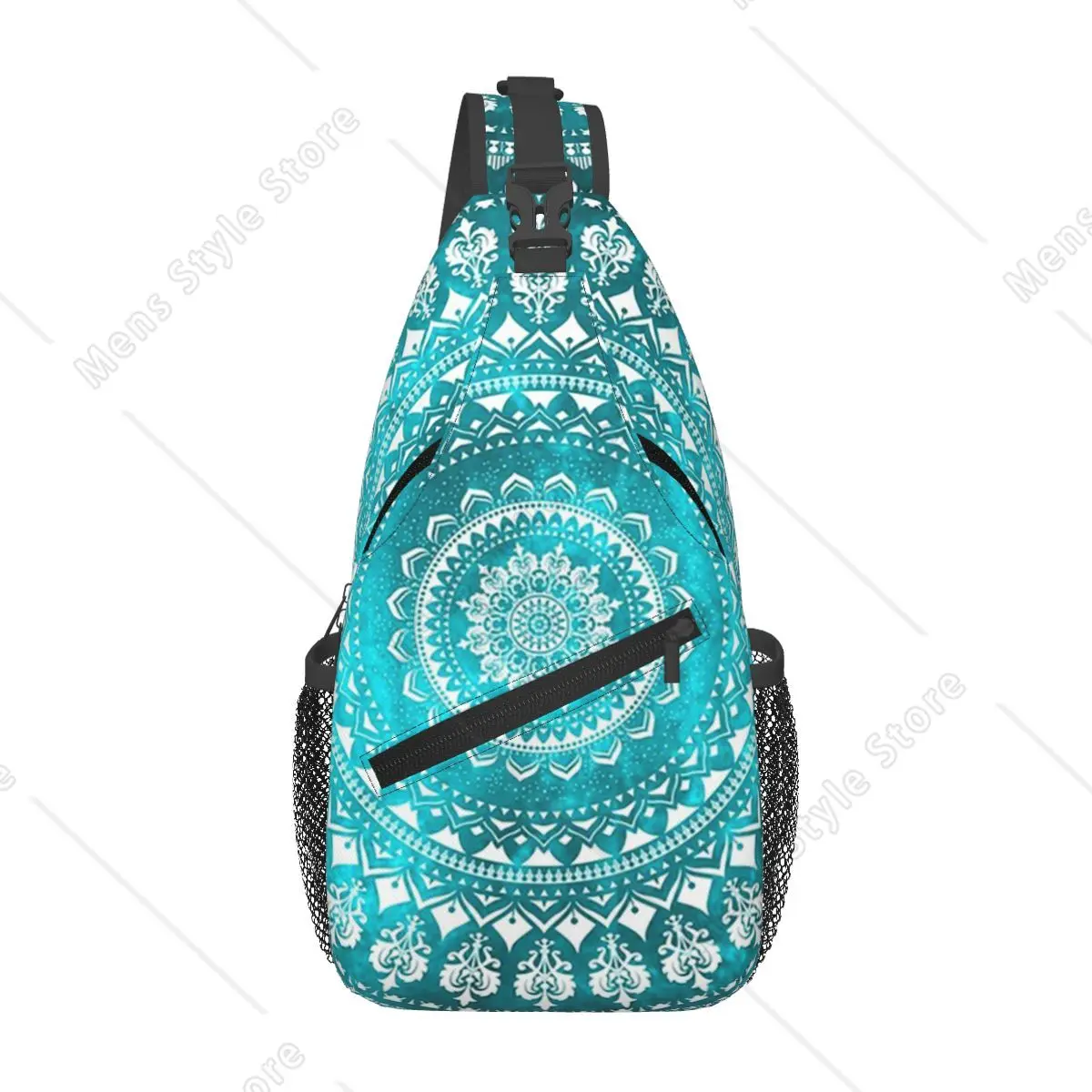 

Mandala Turquoise Chest Bag Men Sling Crossbody Backpack Chest Bag Travel Hiking Daypack Shoulder Bag