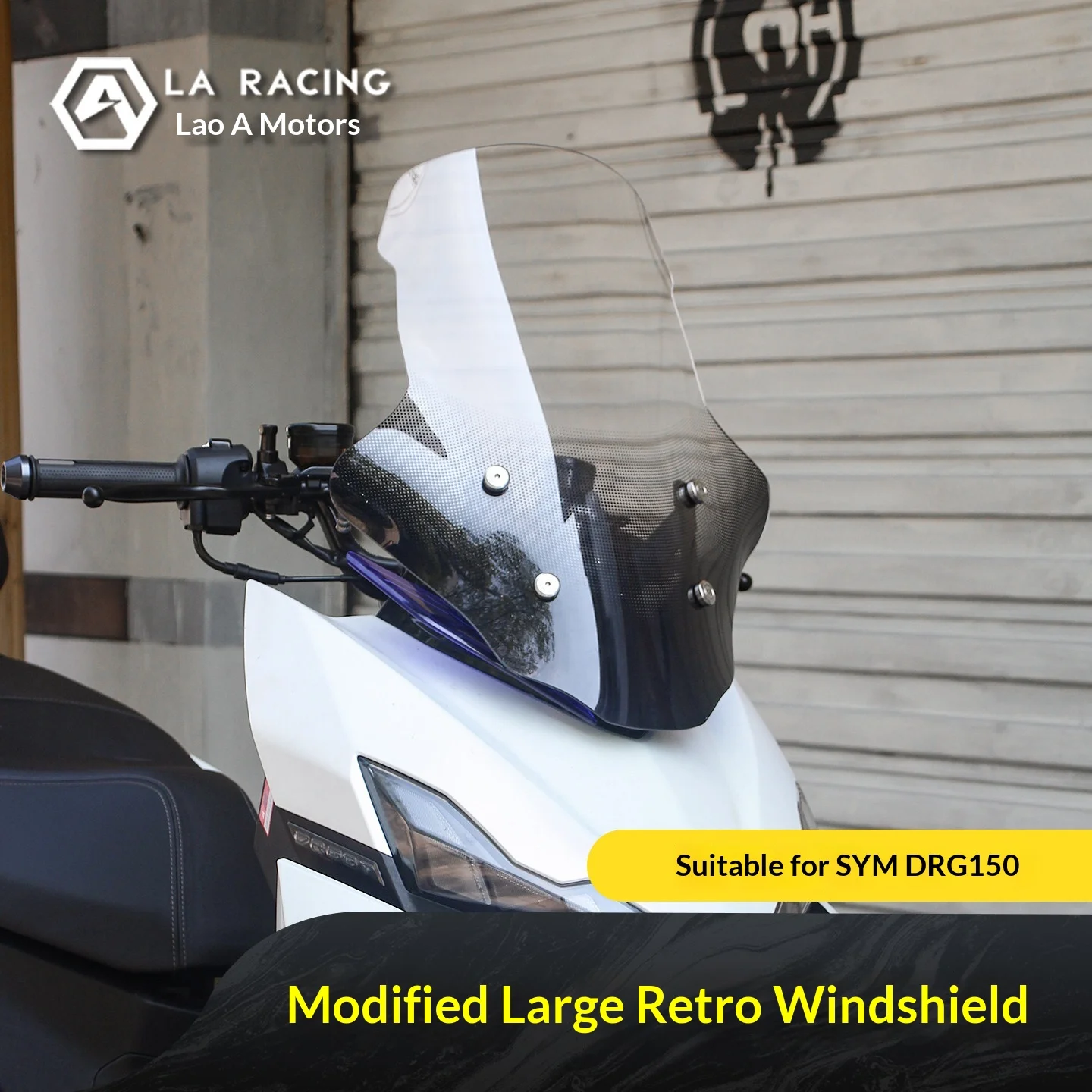 【Premium】For  SYM DRG150 second-generation Dragon modification, large retro windshield, raised front windshield, and rearview mi