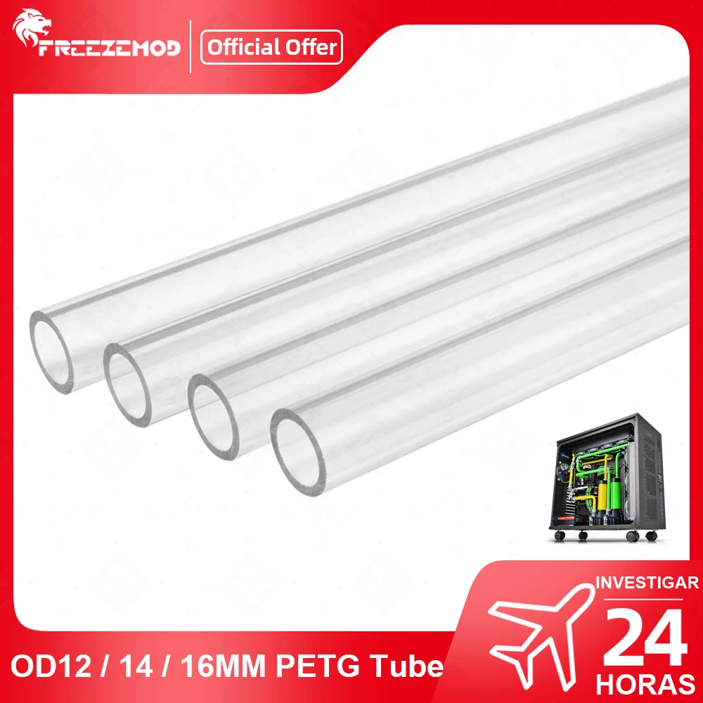 FREEZEMOD-PETG Tubo para Refrigerador de Água, Refrigerador de Água, Refrigeração Líquida, Loop Flexível, Super PMMA, Transperant, OD 12mm, 50cm, OD 12mm, 14mm, 16mm, Alta Qualidade