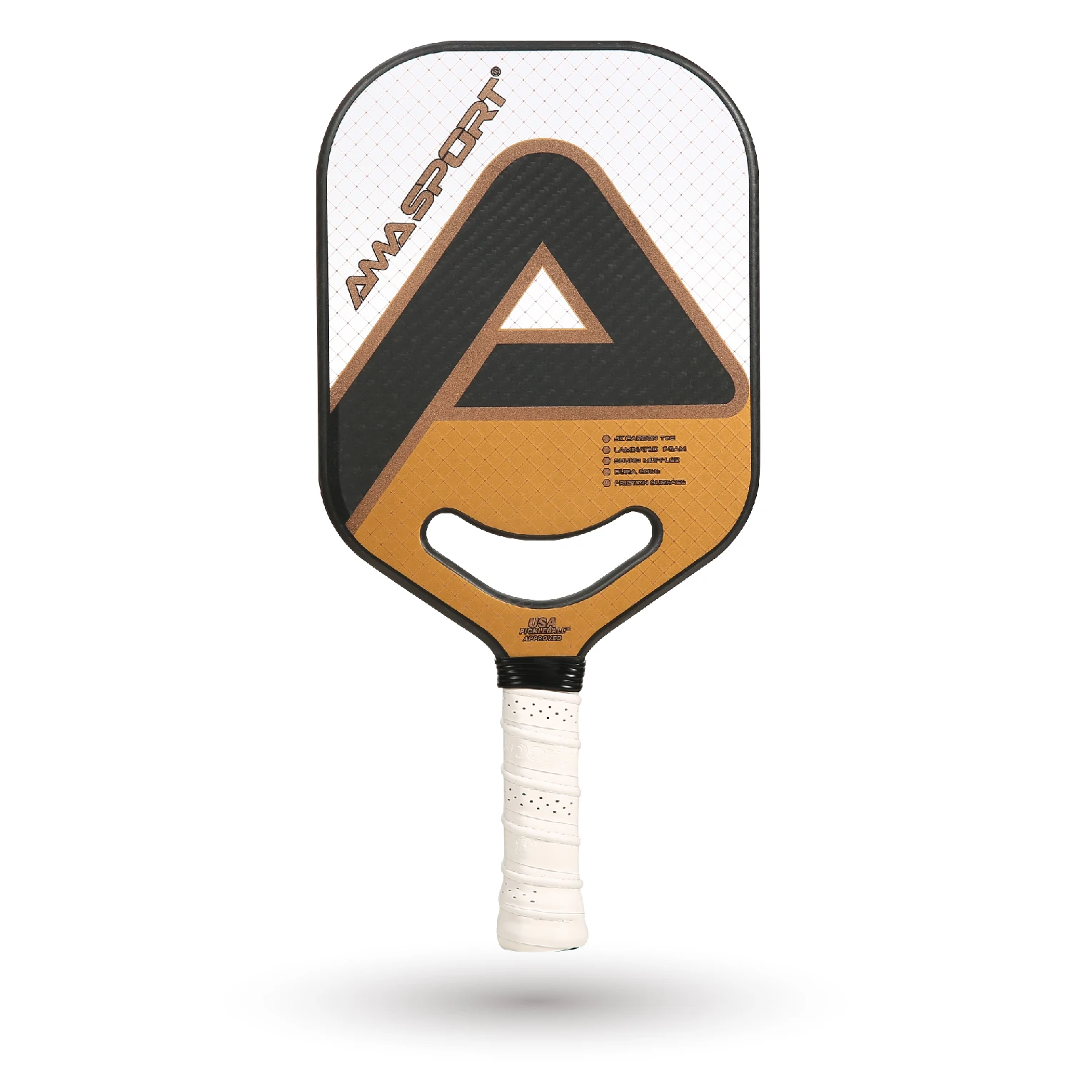 AMASPORT Pickleball Paddle USAPA Approvato di livello superiore 3K/100% Fibra di carbonio PP Nucleo a nido d\'ape Racchette da pickleball per sport