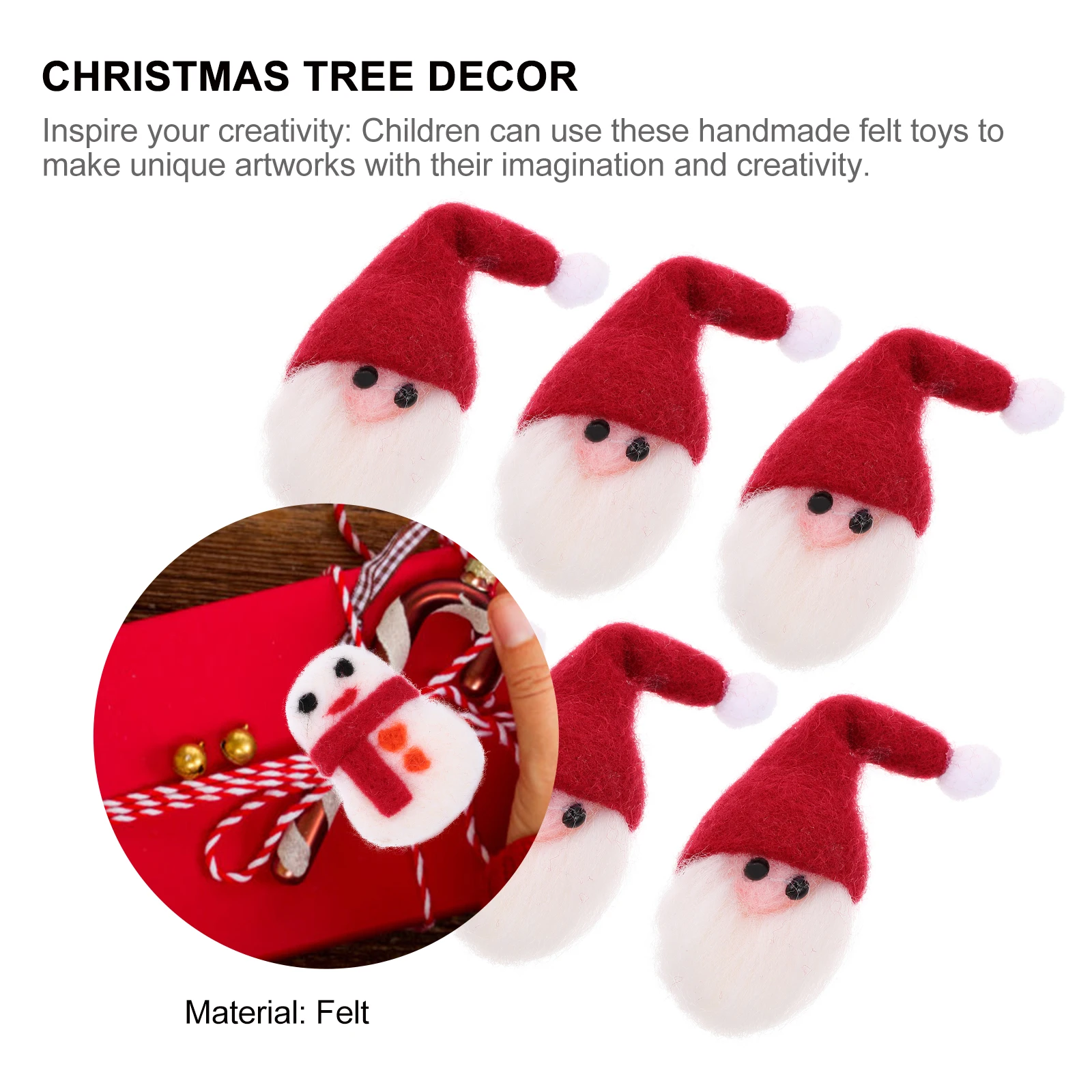 

6 Pcs Santa Claus Decoration Felt Material Ornaments Xmas Christmas Mini DIY Decorations Party Supplies Festival Crafts