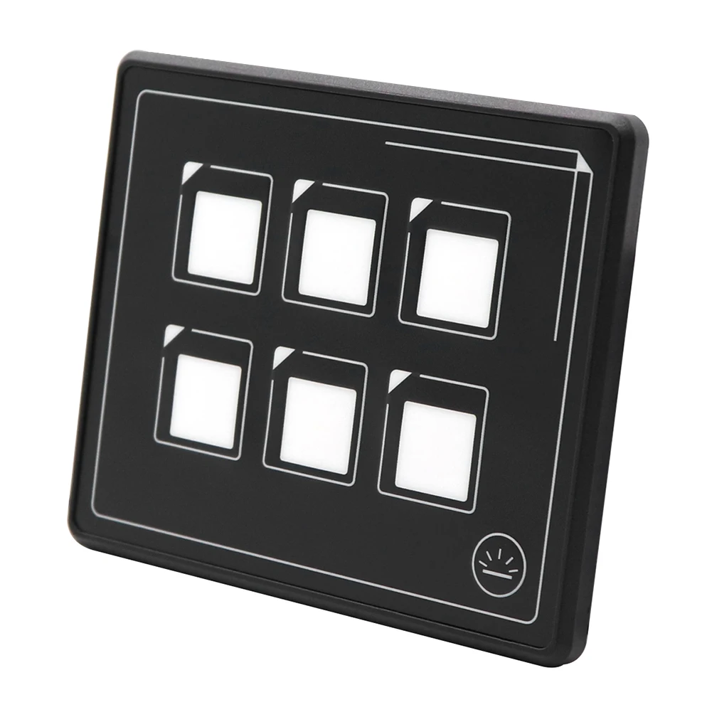 6 Gang Electronic Membrane Panel Switch DC 11V-30V 6P LED Button Switch Panel Box Kit IP67 Waterproof RV Boat Camper Accessories